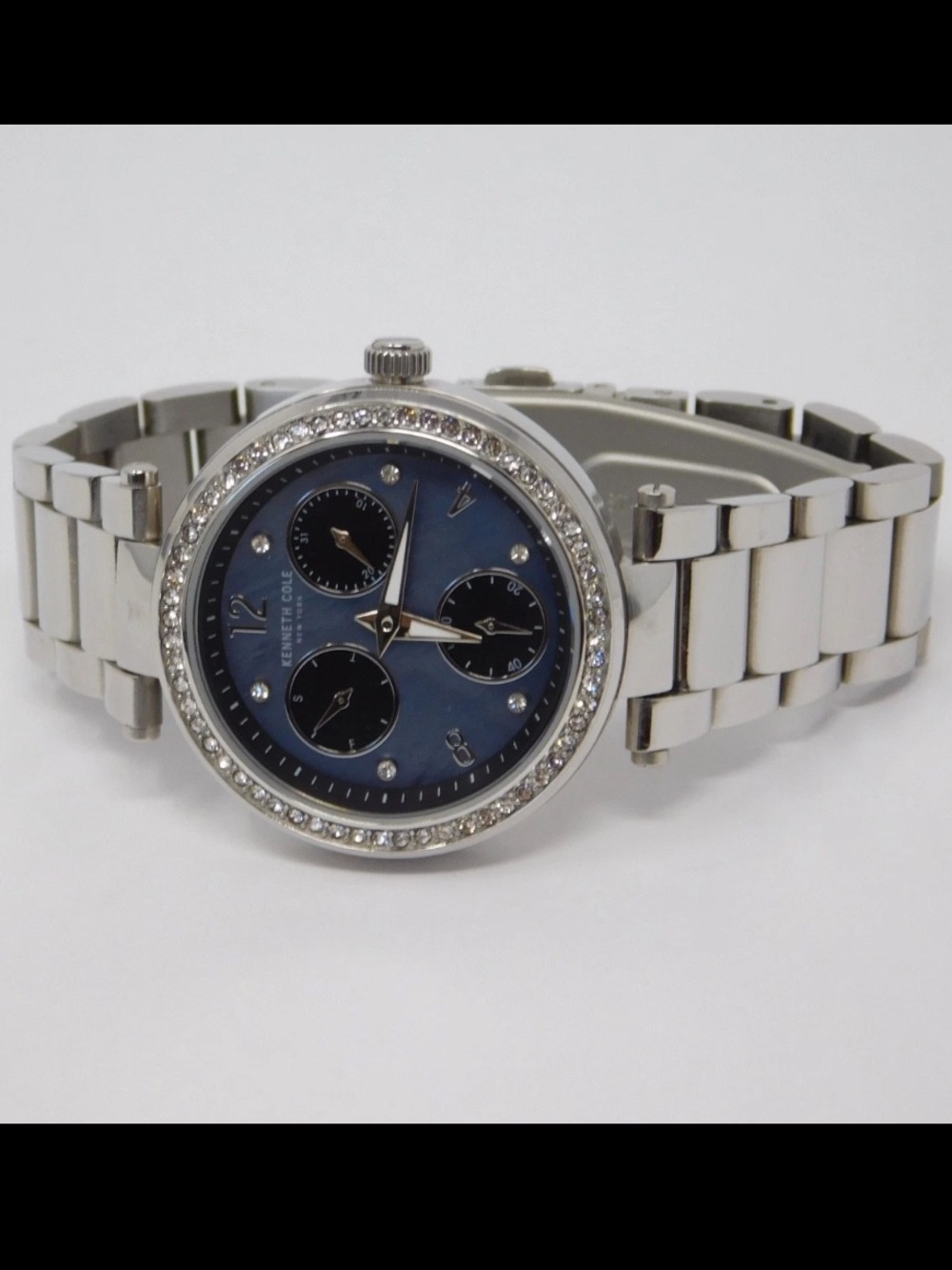 Kenneth Cole Women's Watch KC50735006 Black Blue MOP Dial Crystal Bezel 5.5"
